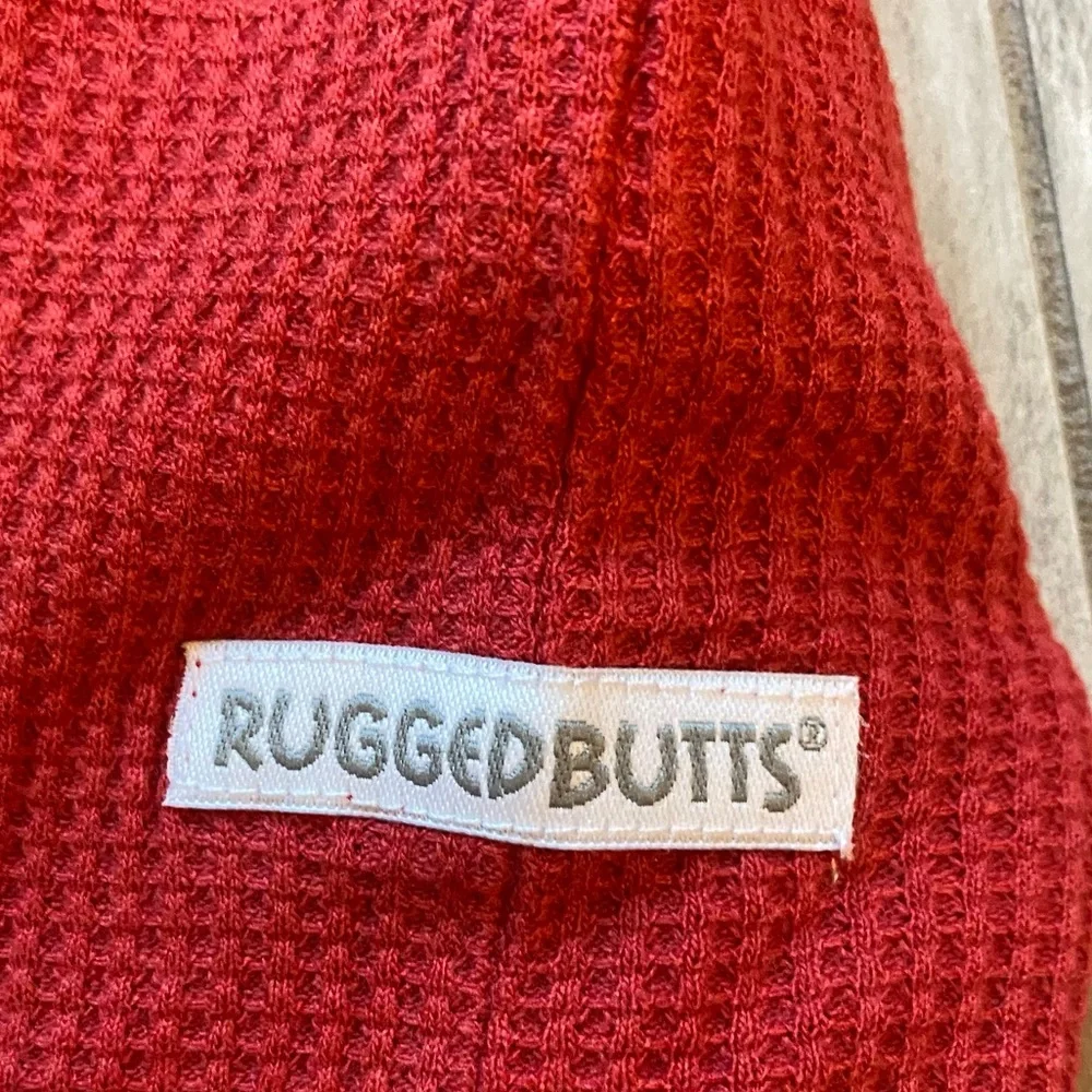 NWT RuggedButts Red Waffle Knit Long Sleeve T-Shirt with Snaps, boys 18-24 month